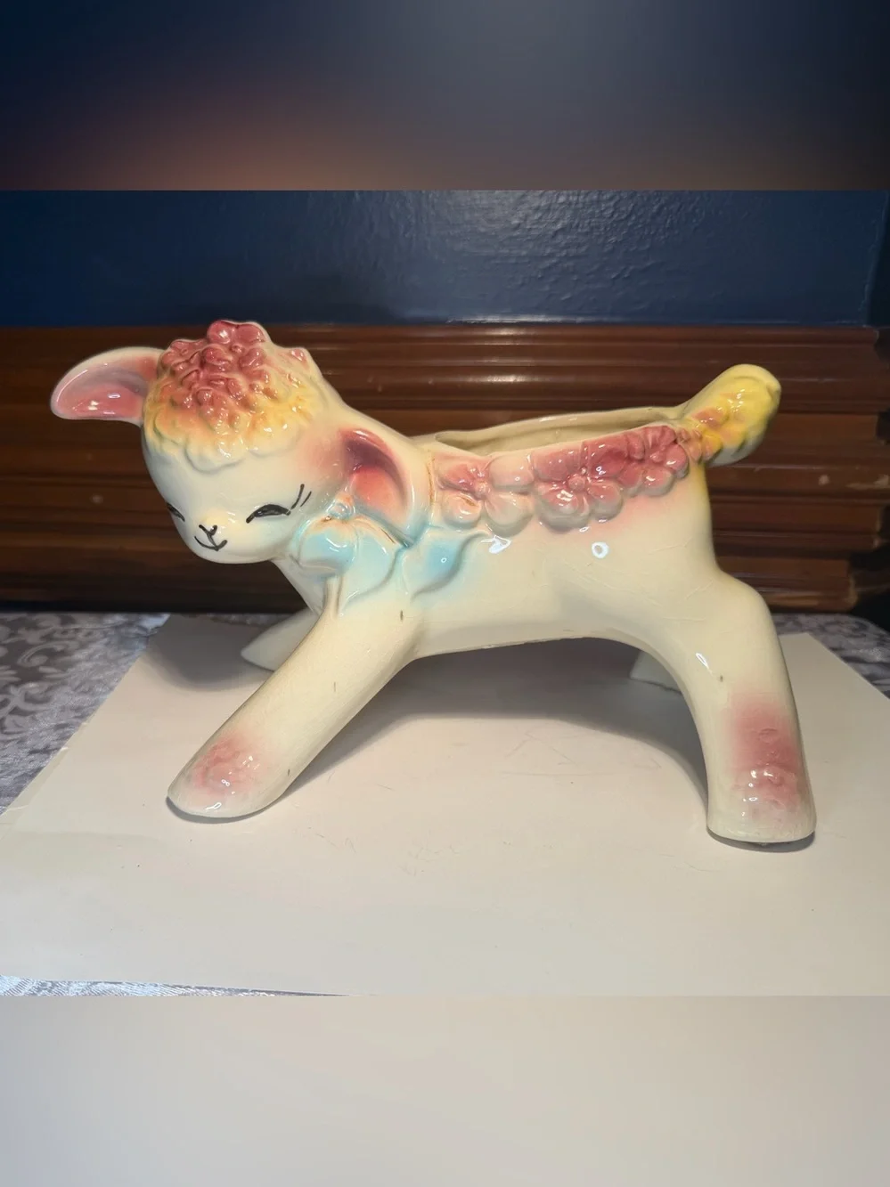 Vintage Ceramic Lamb Planter Mid-century Modern Decor